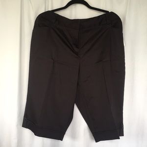 Black sateen long walking shorts